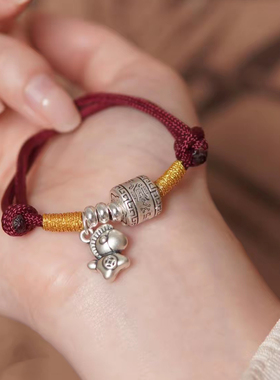 普陀山足银银制品守护马999手链小马生肖本命民族风红绳手链护身