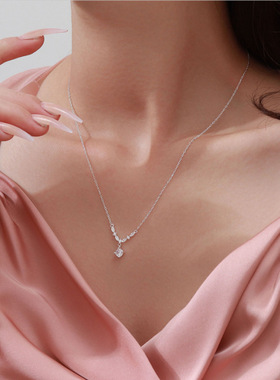 S999足银闪耀星河锆石项链女小众设计轻奢高级感锁骨链女神节
