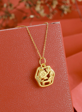 S999纯银足银项链3D硬银镂空莲花复古中国风百搭锁骨链颈饰品礼物