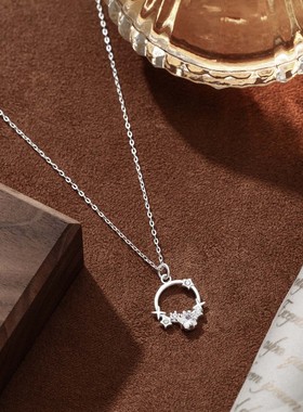 s999纯银足银小星星项链百搭轻奢感锁骨链冷淡风简约气质饰品