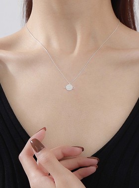 s999纯银足银轻奢小众星球项链女新款感锁骨链土星环吊坠韩版