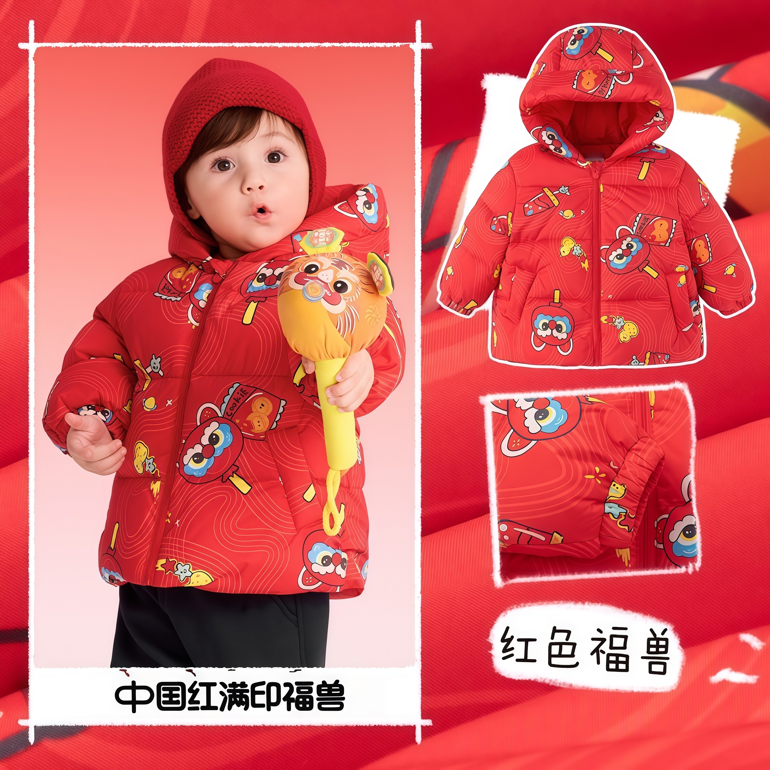 品牌儿童羽绒服婴儿衣服冬装2025新款新年男女宝宝保暖外套拜年服,淘宝优惠券,粉丝福利购,淘宝优惠卷