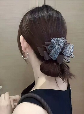 高级感豹纹格纹大肠发圈蝴蝶结发圈女韩系百搭头绳皮筋发饰现货