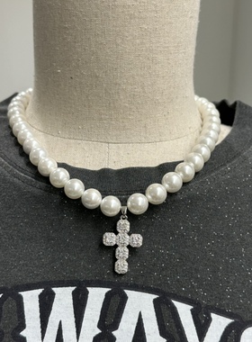 TARABYMOTION复古珍珠十字架