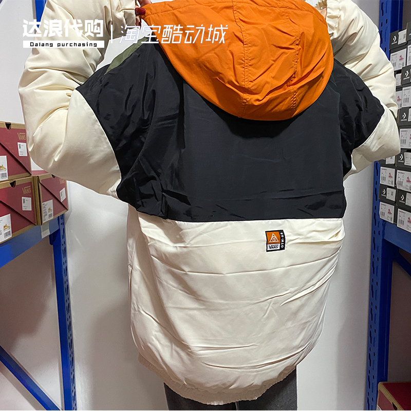 VANS范斯专柜新品男子黑白拼色连帽休闲羽绒服VN0A54IP3KS-图2