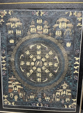 老汉藏画唐卡 矿彩手绘老唐卡挂屏 唐卡有框画装饰  老唐卡
