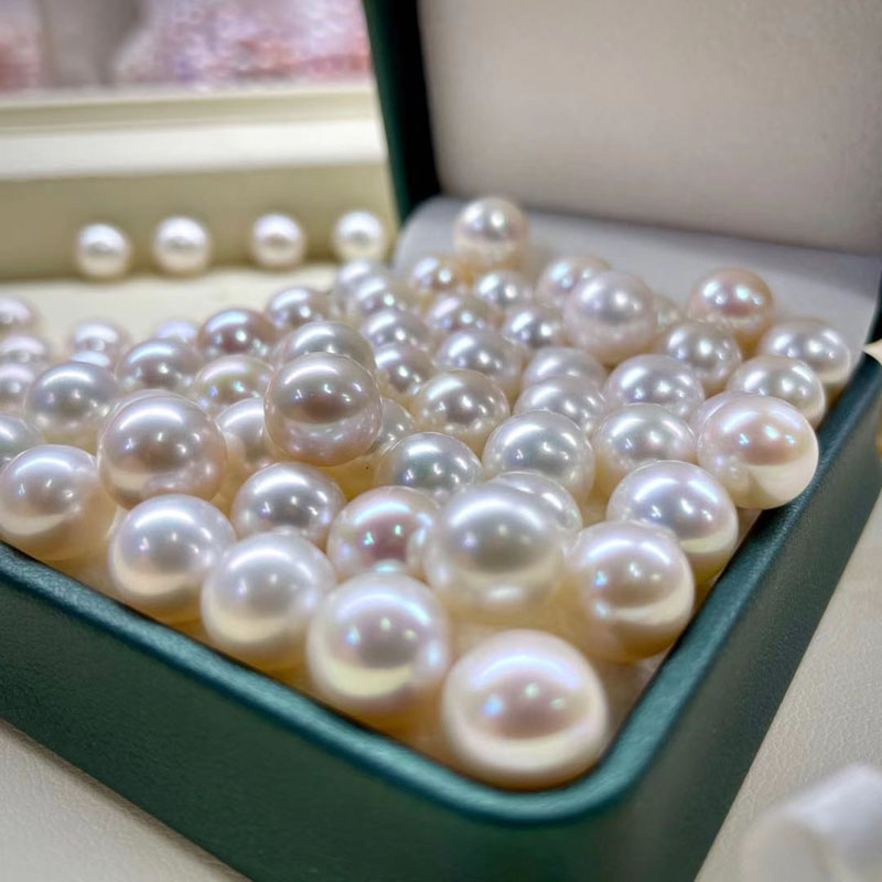 天然色淡水珍珠 白色裸珠 正圆无瑕颗粒7-10mm DIY作吊坠戒指耳钉 - 图0