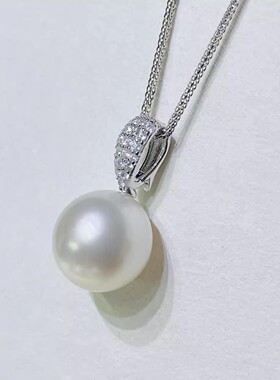 DIY珍珠小配件 S925纯银饰品 金色银色吊坠扣空托 配10-14mm圆珠