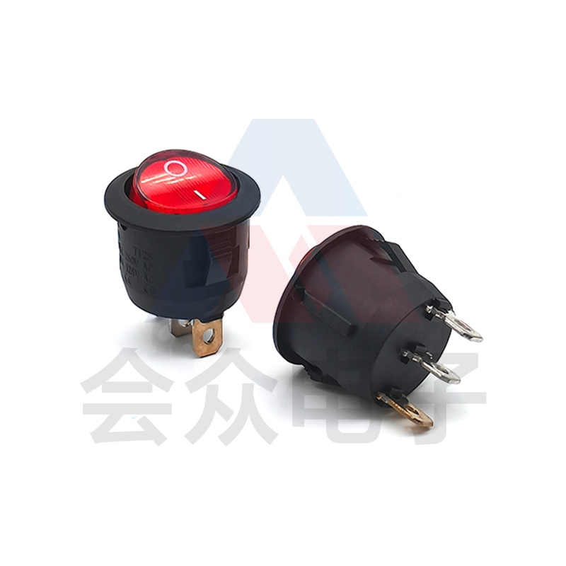 KCD1全圆透明红盖带灯2档3脚铜脚船型开关6/10A船形翘板电源250V - 图2