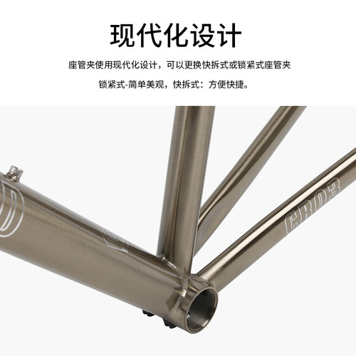 Seaboard云岸CR03公路自行车钢架车架2024内走线拉丝银色碳纤前叉 - 图2