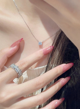 颜颜子925纯银精致闪钻吊坠项链