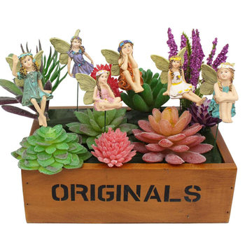 Garden Flower Fairy Micro Landscape Set 6-piece DIY Moss Potted Plant Decoration Elf Fairy Gardening Groceries