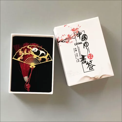 精致熊猫金属书签镂空流苏学生文具中国风成都文创纪念品毕业礼物 - 图2