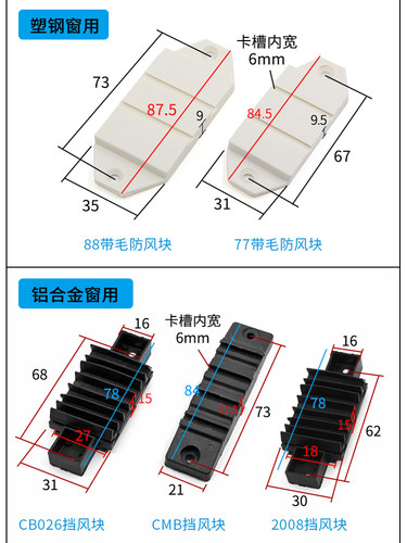 塑钢窗防风块门窗上下轨道密封胶块推拉窗密封条铝合金窗挡风条块 - 图2
