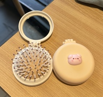 Pig Pig Small Comb Mirror With Portable Mini Air Cushion Comb Trigull Folded Air Bag Comb Massage Comb Fluffy