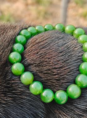 十三年老店推荐七号矿和田碧玉俄料正阳绿手串色泽靓丽浓郁脂粉足