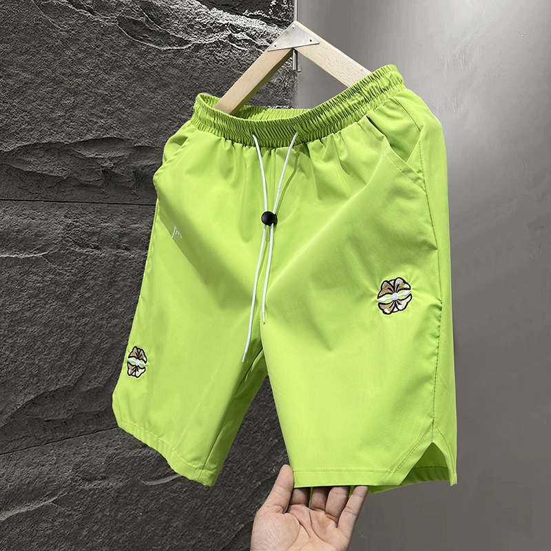 2025夏季新款男士中裤欧货速干透气五分短裤男潮流宽松纯色直筒裤 - 图3