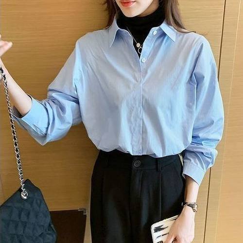 白衬衫女春装2024年新款设计感小众上衣休闲打底长袖内搭叠穿衬衣 - 图3