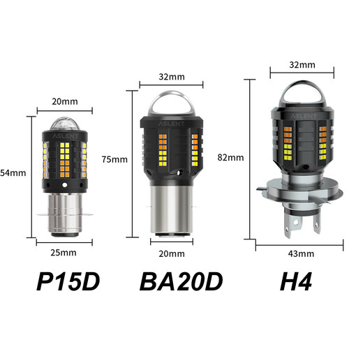 摩托车LED激光大灯透镜远近光一体三爪H4单爪P15D双爪电动车灯泡 - 图0