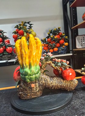 福寿安康石湾公仔陶瓷摆件石榴摆件百子千孙客厅玄关