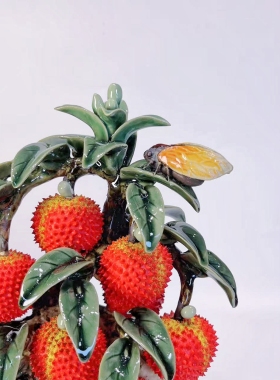 盆满钵满石湾公仔陶瓷荔枝树摆件家居装饰品乔迁新居送礼