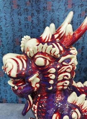 钧瓷祥瑞麒麟摆件彩铜家居装饰