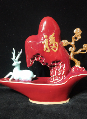 祝福客厅装饰品钧瓷中式