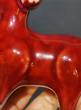 窑变红釉招财羊摆件 神垕镇钧瓷瓷生肖羊 茶桌茶宠桌面吉祥摆件