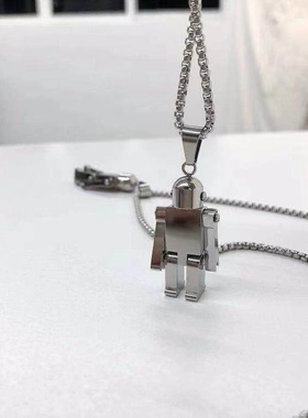 嘻哈机器人钛钢男士毛衣链