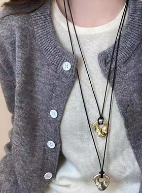 日系镂空金属吊坠项链