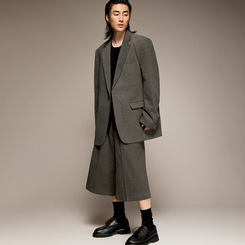 三木公白 复古做旧西装男高级感宽松潮流 休闲斜纹痞帅外套小众,淘宝优惠券,粉丝福利购,淘宝优惠卷