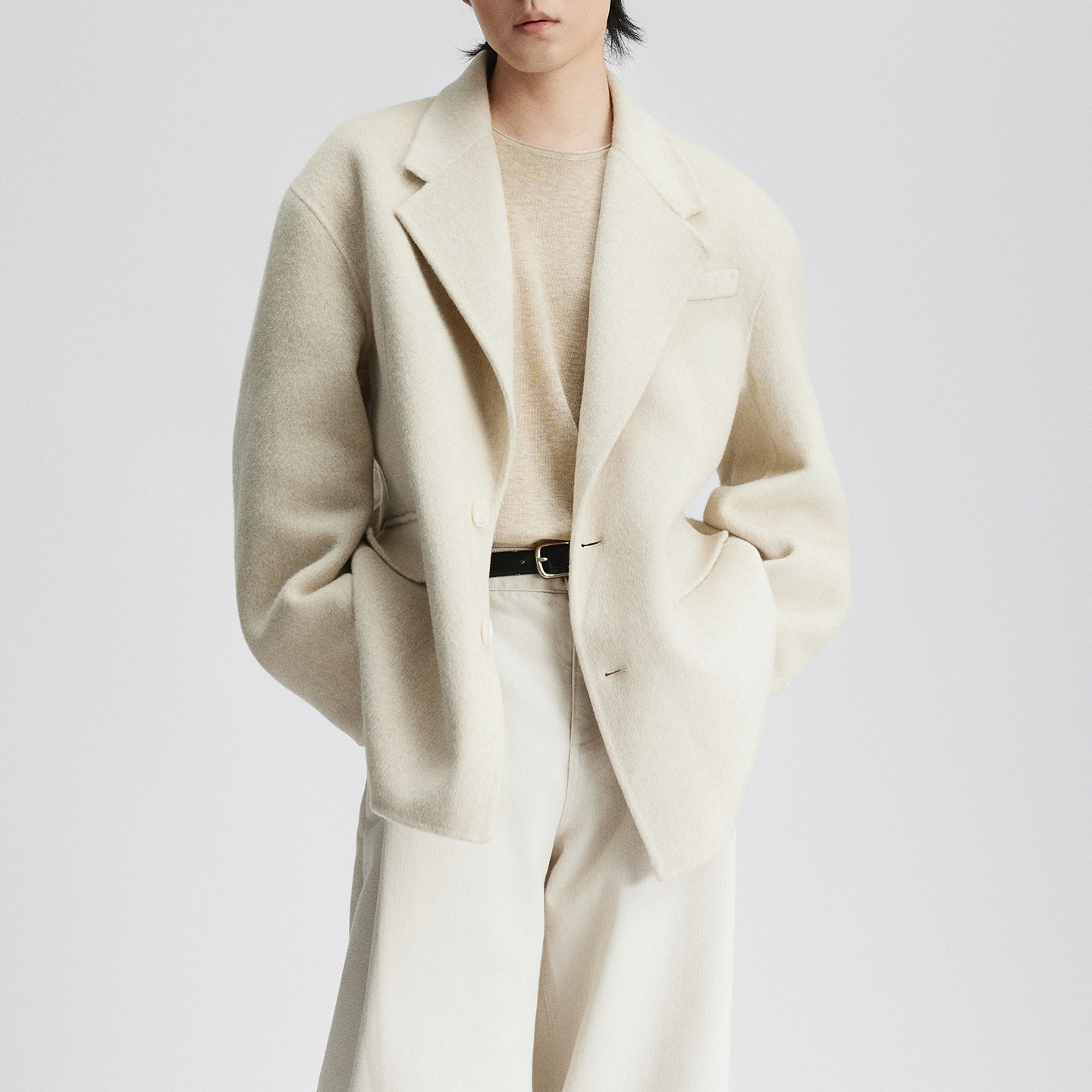 三木公白 简约风毛呢大衣男中长款高级感 秋冬宽松西装外套优雅潮,淘宝优惠券,粉丝福利购,淘宝优惠卷