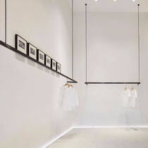 Clothing Store Show Rack Upper Wall Hanging Clothes Pole Wall-mounted Display Womens Clothing Store Shelves Black Show Rack Clothes Racks