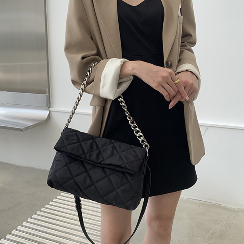 女包2025韩版新款菱格单肩包防水牛津布粗链条包大容量时尚斜挎包,淘宝优惠券,粉丝福利购,淘宝优惠卷