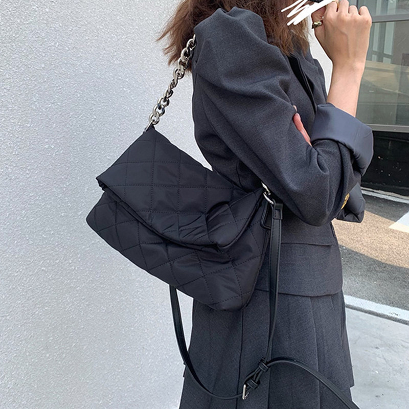 女包2025韩版新款菱格单肩包防水牛津布粗链条包大容量时尚斜挎包,淘宝优惠券,粉丝福利购,淘宝优惠卷