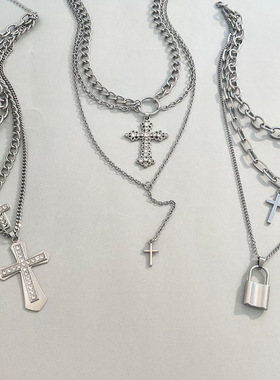 women alloy retro pearl cross pendant necklace珍珠十字架项链
