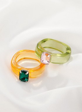 Korean style fashion resin ring transparent acrylic rings 戒