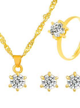 Temperament Fashion Necklace Ring Ear Stud Female Jewelry