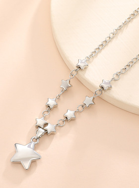Clavicular chain girl jewelry pentagram necklace设计感锁骨链
