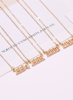 Men Women Jewelry digital Pendant Couples necklace 年份项链