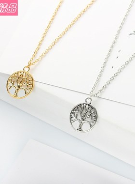 European American Vintage Tree Pendant Necklace Women's 配饰