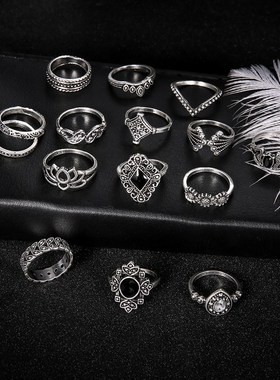 Bohemian retro Women's New Personality Ring 15 Piece Set戒指