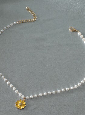 pearl flower pendant necklace Clavicle choker 珍珠花朵项链女
