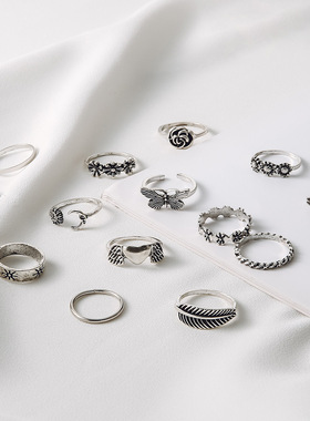 European American style butterfly rose flower ring欧美戒指女