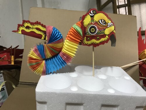 新年元宵小纸龙舞龙舞狮手工艺品玩具剪纸中国风特色传统国潮礼物 - 图0