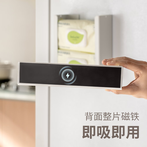 懒角落磁吸纸巾盒厨房湿巾收纳盒壁挂式家用冰箱正侧面抽纸置物架 - 图1