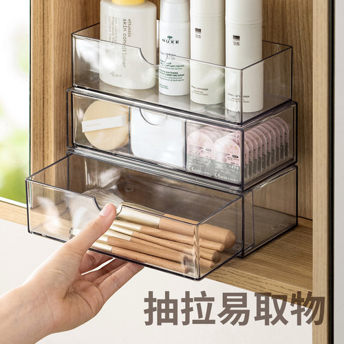 懒角落化妆品收纳盒浴室镜柜护肤品置物架面膜口红桌面整理储物盒 - 图0