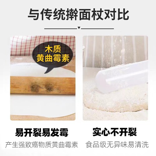 擀面杖硅胶翻糖pp杆面棒面赶杖揉面垫家用棍三件套烘焙不粘 - 图0