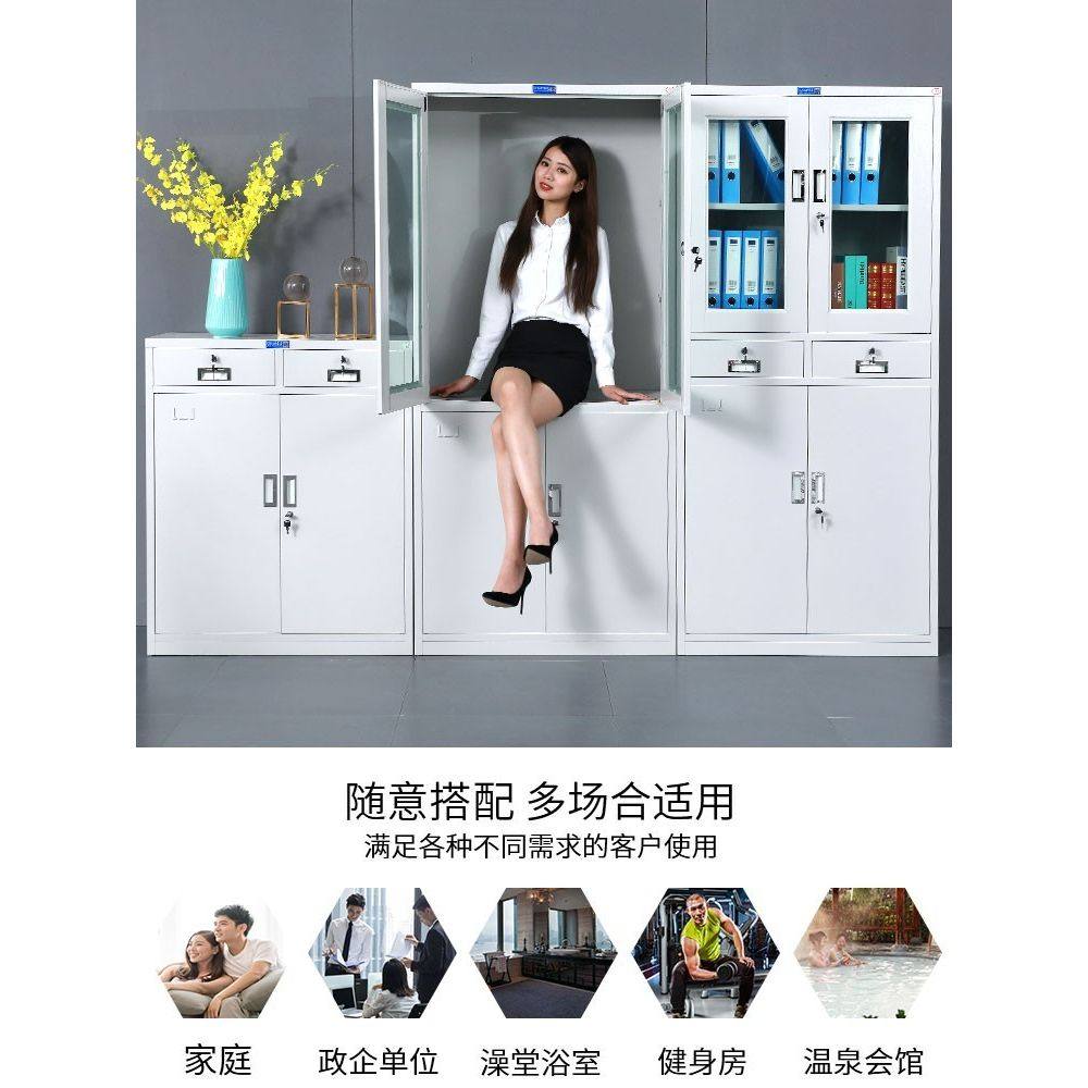 对开门档案柜财务储物柜铁皮凭证柜带锁收纳资料柜子多层抽屉书柜,淘宝优惠券,粉丝福利购,淘宝优惠卷