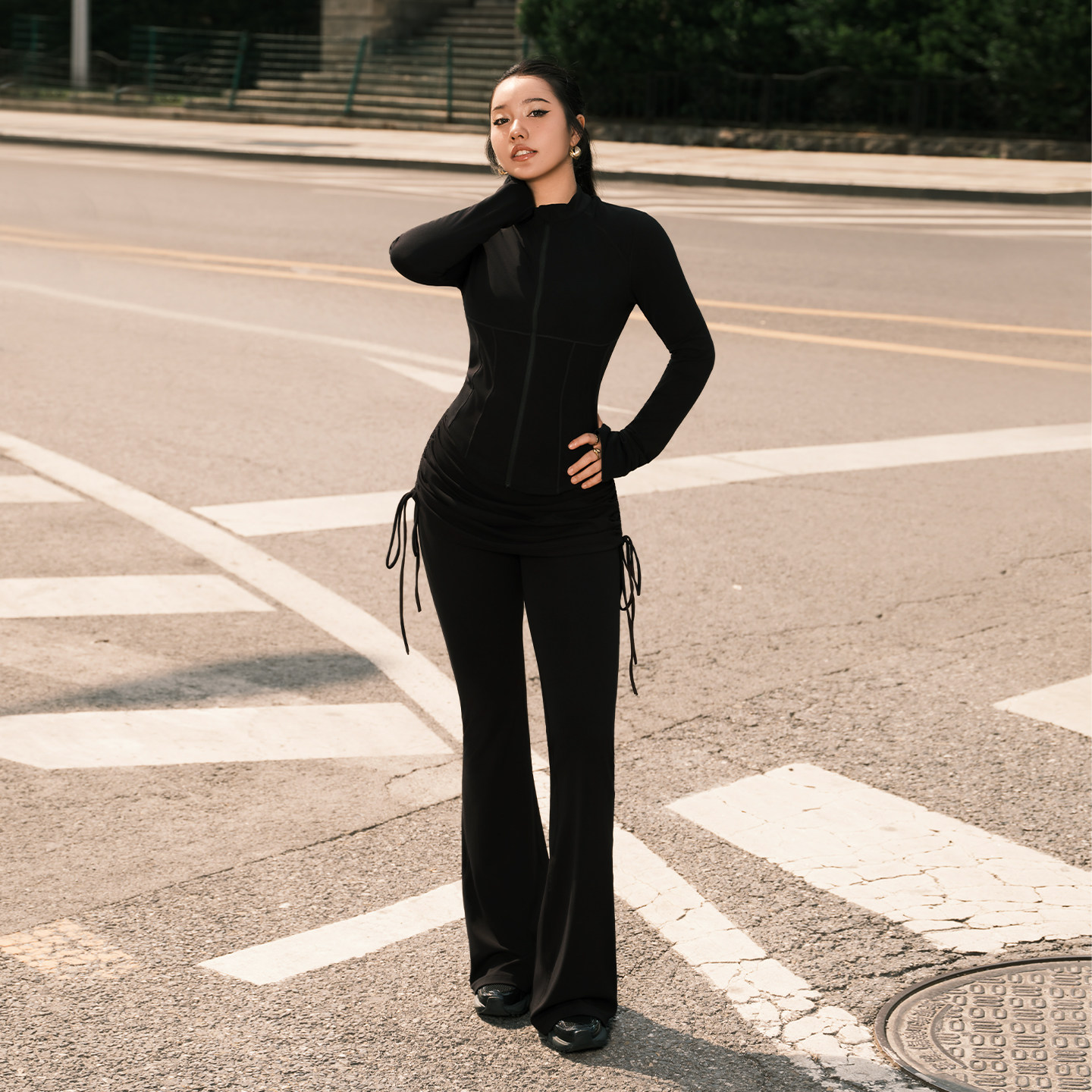 Aria Leisure 假两件微喇瑜伽裤外穿女新款普拉提训练服健身套装,淘宝优惠券,粉丝福利购,淘宝优惠卷